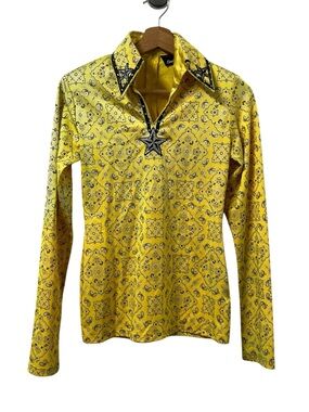 Hobby Horse Limited Edition Women’s Small Yellow Western Equestrian Show Top